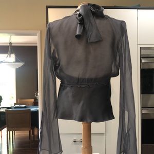 LAUNDRY 100% SILK Gray HALTER & SHEER Bolero VINTAGE LAUNDRY by SHELLI SEGAL Sz4